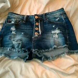 Ripped denim shorts